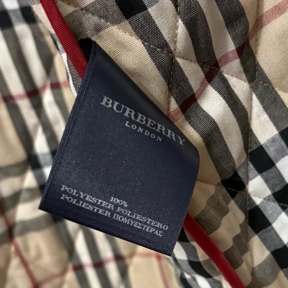 BURBERRY LONDON Red Plaid Quilted Nova Check Utility Jacket Womens Size Small